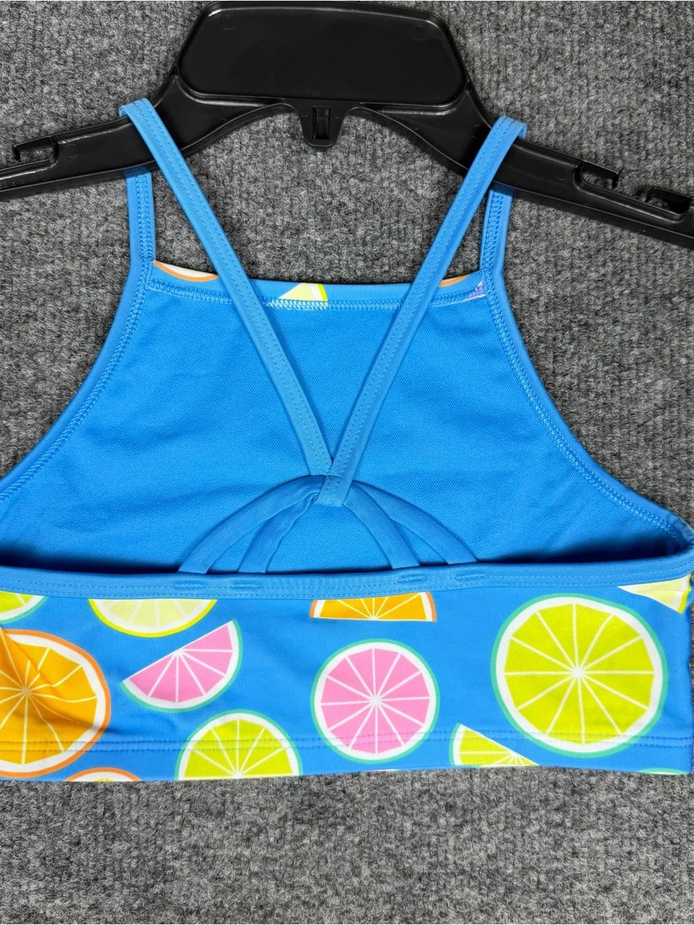 DSG Girls Citrus Slice Strappy Swim Top Blue Multicolor NWT